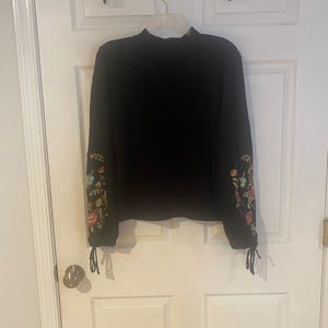Mock Neck Embroidered Sweater